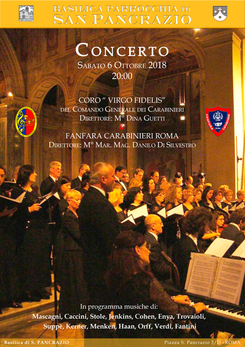 Concerto coro e fanfara dei Carabinieri a San Pancrazio